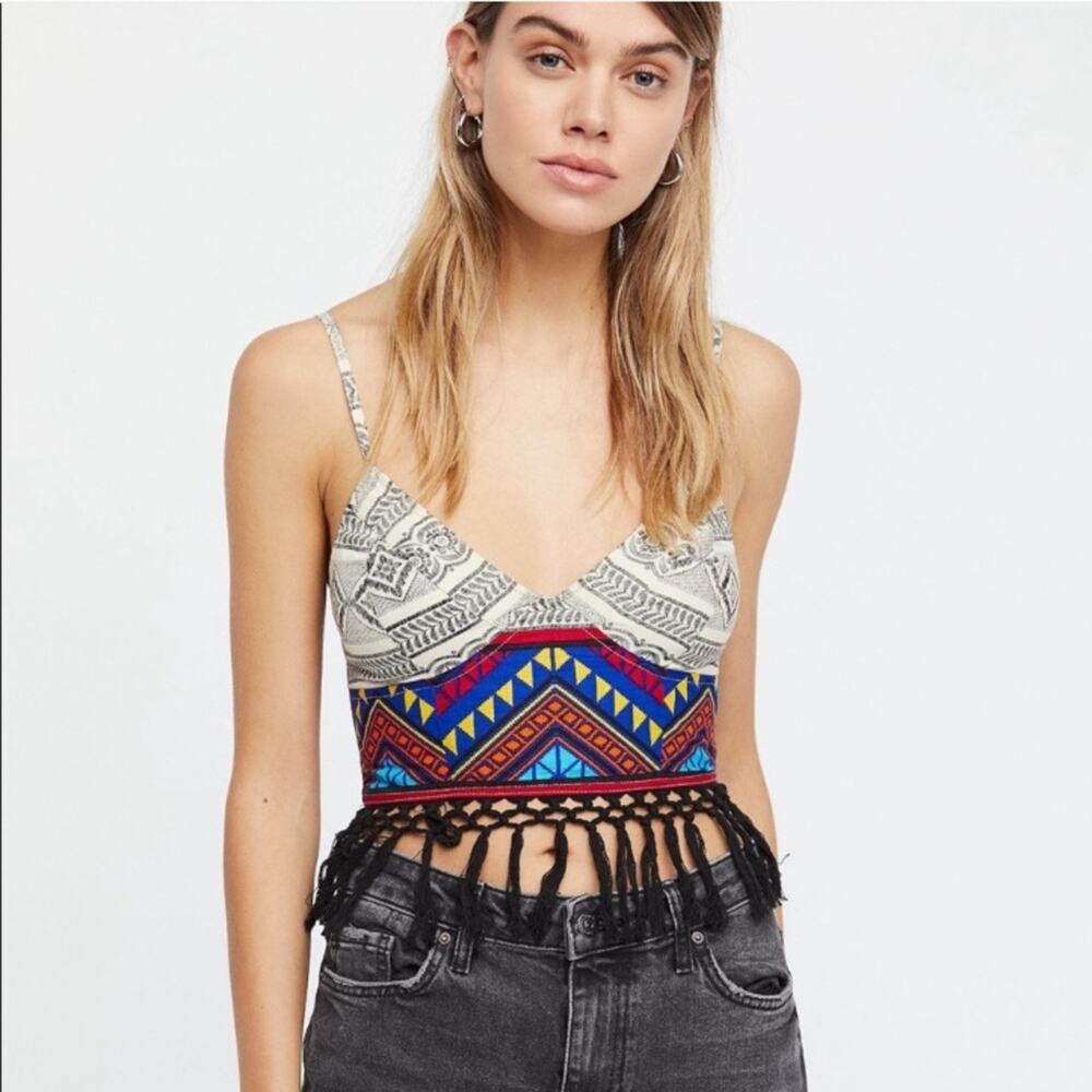 Free people eastern‎ fringe crop top bralette
